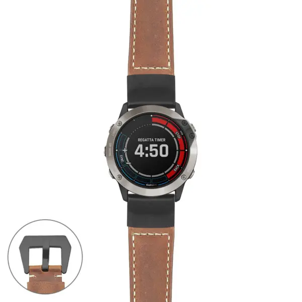 g.qtx6x.p560a Main Tan StrapsCo DASSARI Salvage Thick Padded Distressed Italian Leather Watch Band Strap with Matte Black Buckle