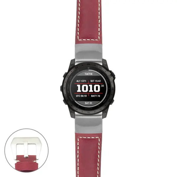 g.t7.p560a Main Red StrapsCo DASSARI Salvage Thick Padded Distressed Italian Leather Watch Band Strap with Silver Buckle
