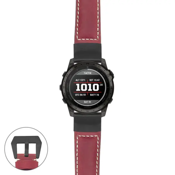 g.t7.p560a Main Red StrapsCo DASSARI Salvage Thick Padded Distressed Italian Leather Watch Band Strap with Matte Black Buckle