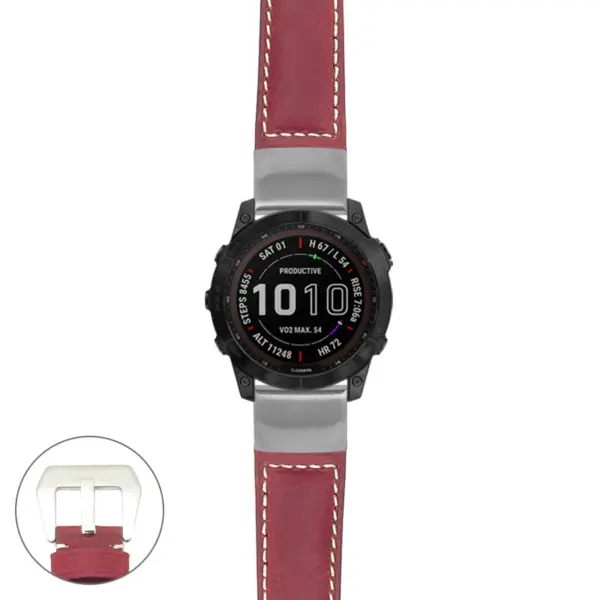 g.f7x.p560a Main Red StrapsCo DASSARI Salvage Thick Padded Distressed Italian Leather Watch Band Strap with Silver Buckle