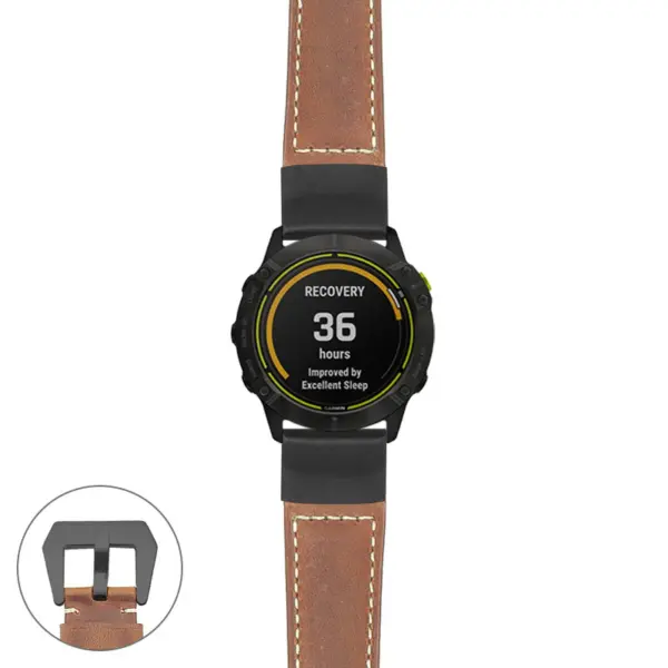 g.ed.p560a Main Tan StrapsCo DASSARI Salvage Thick Padded Distressed Italian Leather Watch Band Strap with Matte Black Buckle