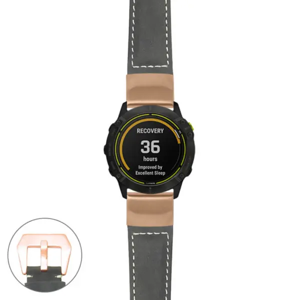 g.ed.p560a Main Black StrapsCo DASSARI Salvage Thick Padded Distressed Italian Leather Watch Band Strap with Rose Gold Buckle