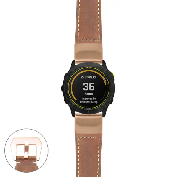 g.ed.p560a Main Tan StrapsCo DASSARI Salvage Thick Padded Distressed Italian Leather Watch Band Strap with Rose Gold Buckle