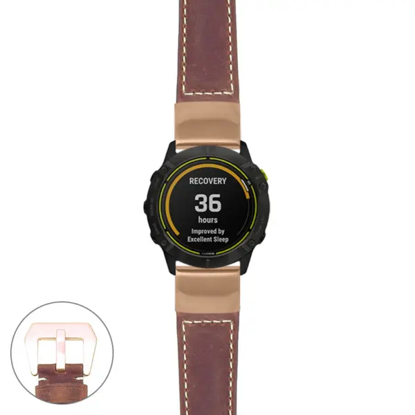 g.ed.p560a Main Rust StrapsCo DASSARI Salvage Thick Padded Distressed Italian Leather Watch Band Strap with Rose Gold Buckle