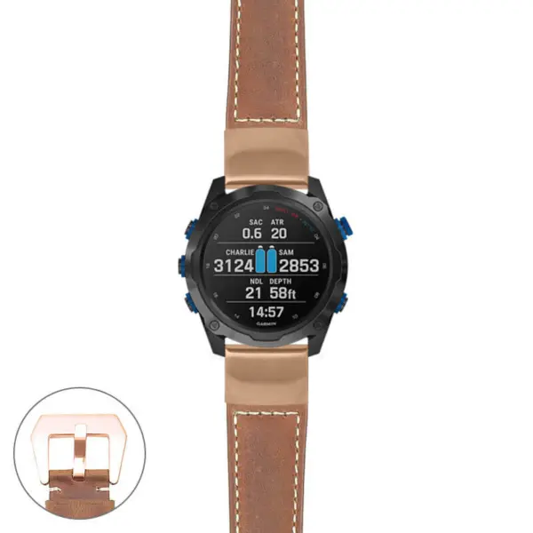 g.dmk2i.p560a Main Tan StrapsCo DASSARI Salvage Thick Padded Distressed Italian Leather Watch Band Strap with Rose Gold Buckle