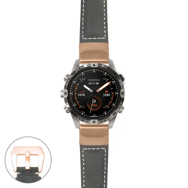 g.mrq2.p560a Main Black StrapsCo DASSARI Salvage Thick Padded Distressed Italian Leather Watch Band Strap with Rose Gold Buckle