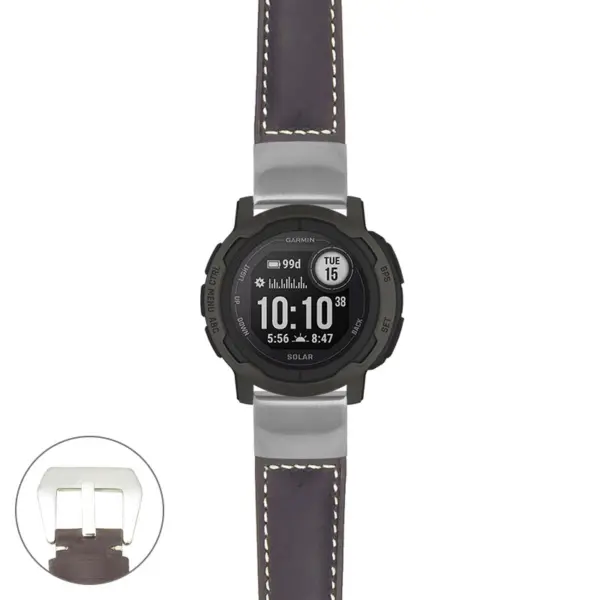 g.i2.p560a Main Dark Brown StrapsCo DASSARI Salvage Thick Padded Distressed Italian Leather Watch Band Strap with Silver Buckle