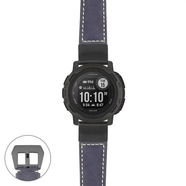 g.i2.p560a Main Blue StrapsCo DASSARI Salvage Thick Padded Distressed Italian Leather Watch Band Strap with Matte Black Buckle