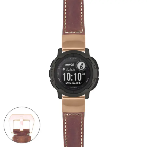 g.i2.p560a Main Rust StrapsCo DASSARI Salvage Thick Padded Distressed Italian Leather Watch Band Strap with Rose Gold Buckle