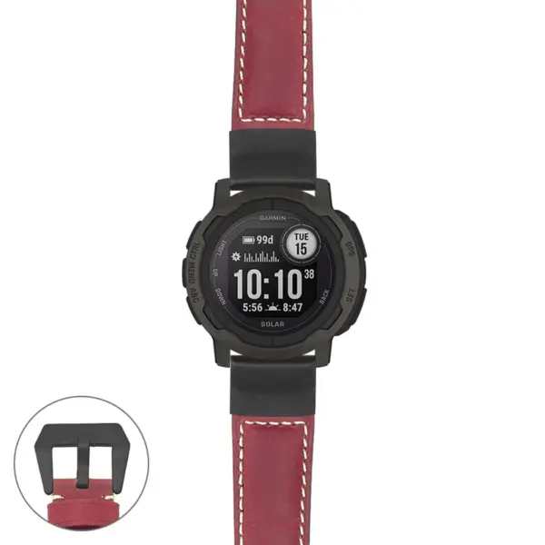 g.i2.p560a Main Red StrapsCo DASSARI Salvage Thick Padded Distressed Italian Leather Watch Band Strap with Matte Black Buckle