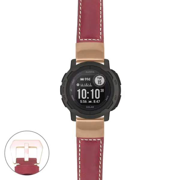 g.i2.p560a Main Red StrapsCo DASSARI Salvage Thick Padded Distressed Italian Leather Watch Band Strap with Rose Gold Buckle
