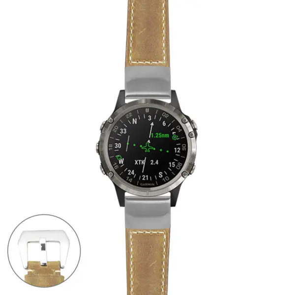 g.d2d.p560a Main Beige StrapsCo DASSARI Salvage Thick Padded Distressed Italian Leather Watch Band Strap with Silver Buckle
