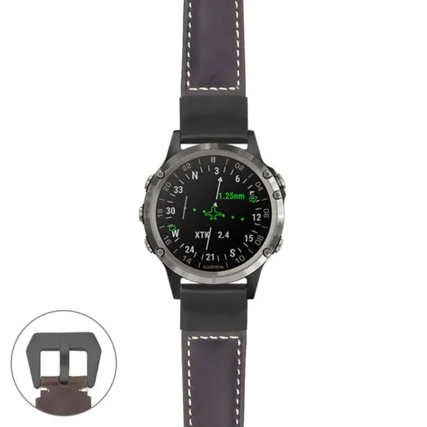 g.d2d.p560a Main Dark Brown StrapsCo DASSARI Salvage Thick Padded Distressed Italian Leather Watch Band Strap with Matte Black Buckle