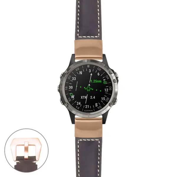 g.d2d.p560a Main Dark Brown StrapsCo DASSARI Salvage Thick Padded Distressed Italian Leather Watch Band Strap with Rose Gold Buckle