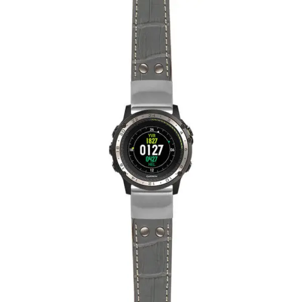 g.d2ch.ds16 Main Grey StrapsCo DASSARI Croc Embossed Leather Pilot Watch Band with Brush Silver Buckle 22mm