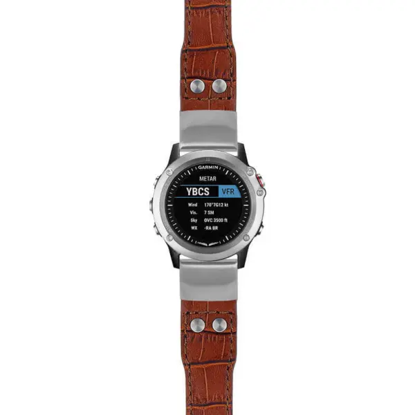 g.d2bv.iw1 Main Brown StrapsCo DASSARI Aviator Crocodile Embossed Leather Strap 22mm