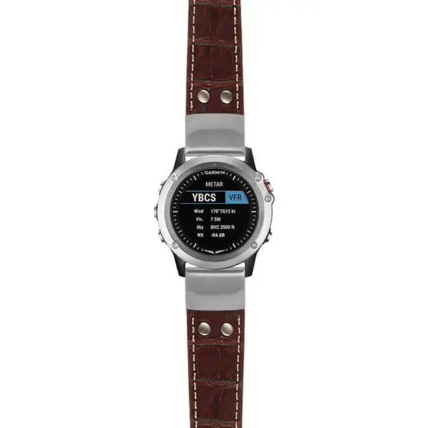 g.d2bv.ds16 Main Brown StrapsCo DASSARI Croc Embossed Leather Pilot Watch Band with Brush Silver Buckle 22mm