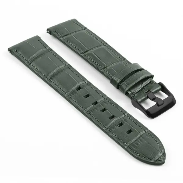 sw.l3.7.mb DASSARI Croc Embossed Leather Strap in Grey w Black Buckle