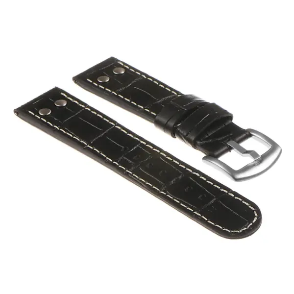 Ds16.1 DASSARI Leather Croc Embossed Quick Realese Strap In Black