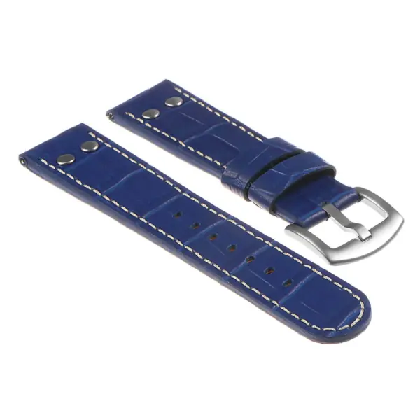 Ds16.5 DASSARI Leather Croc Embossed Quick Realese Strap In Blue