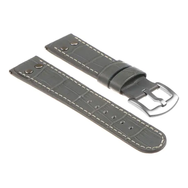 Ds16.7 DASSARI Leather Croc Embossed Quick Realese Strap In Grey