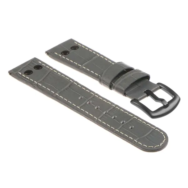 Ds16.7 DASSARI Leather Croc Embossed Quick Realese Strap W Matte Black Buckle In Grey