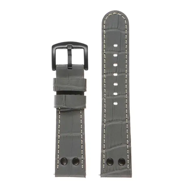Ds16.7 DASSARI Leather Croc Embossed Quick Realese Strap W Matte Black Buckle In Grey 3