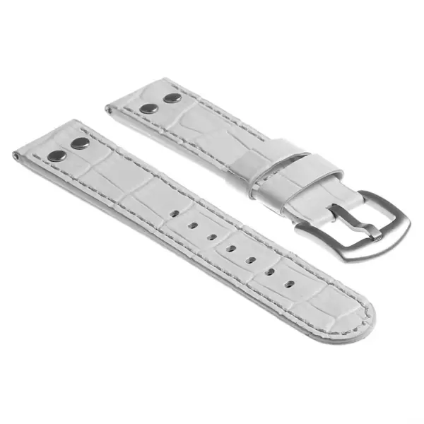 Ds16.17 DASSARI Leather Croc Embossed Quick Realese Strap In White