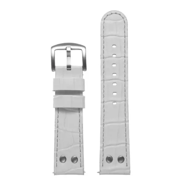 Ds16.17 DASSARI Leather Croc Embossed Quick Realese Strap In White 3