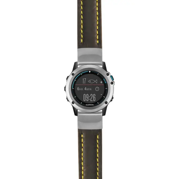 g.qtx3.st23 Main Black & Yellow StrapsCo Heavy Duty Mens Leather Watch Band Strap 22mm