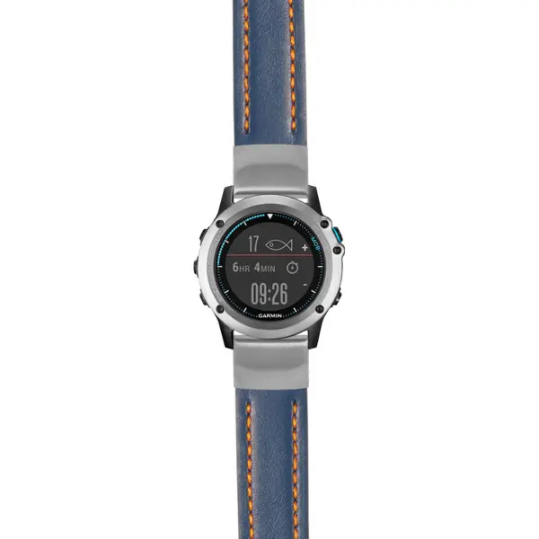 g.qtx3.st23 Main Blue & Orange StrapsCo Heavy Duty Mens Leather Watch Band Strap 22mm