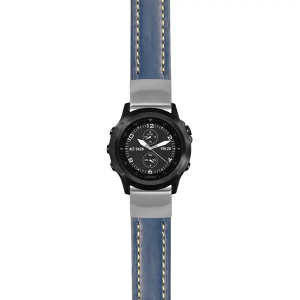 g.tbv.st23 Main Blue & White StrapsCo Heavy Duty Mens Leather Watch Band Strap 22mm