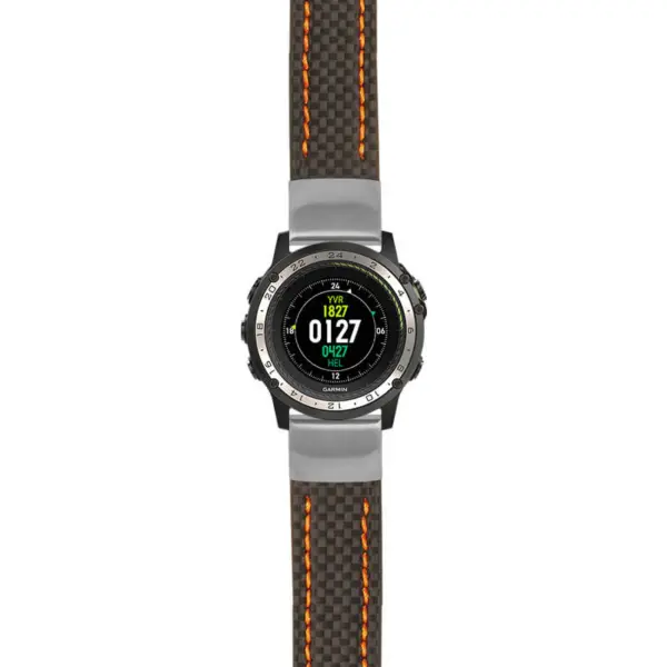 g.d2ch.st25 Main Black & Orange StrapsCo Heavy Duty Carbon Fiber Watch Strap 20mm