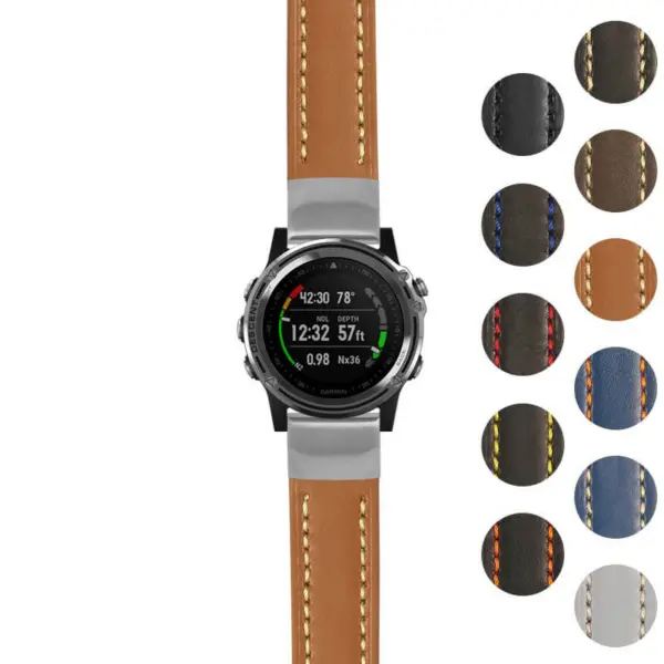 g.dmk1.st23 Gallery Tan & White StrapsCo Heavy Duty Mens Leather Watch Band Strap 20mm