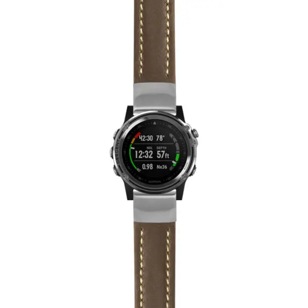 g.dmk1.st23 Main Brown & White StrapsCo Heavy Duty Mens Leather Watch Band Strap 20mm