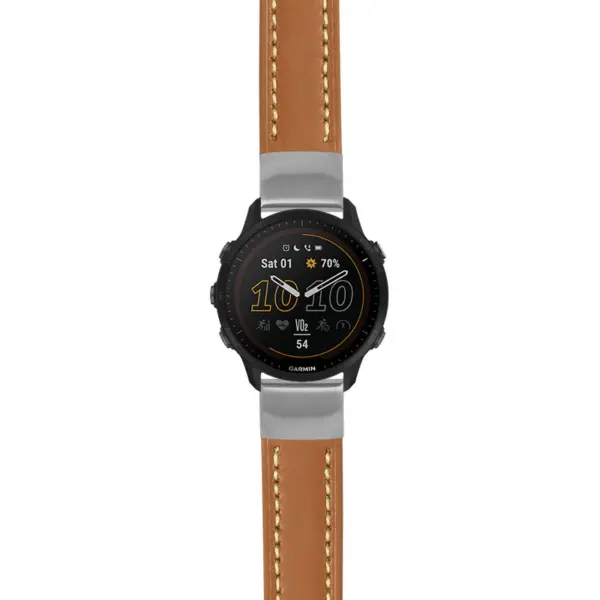 g.f955.st23 Main Tan & White StrapsCo Heavy Duty Mens Leather Watch Band Strap 20mm