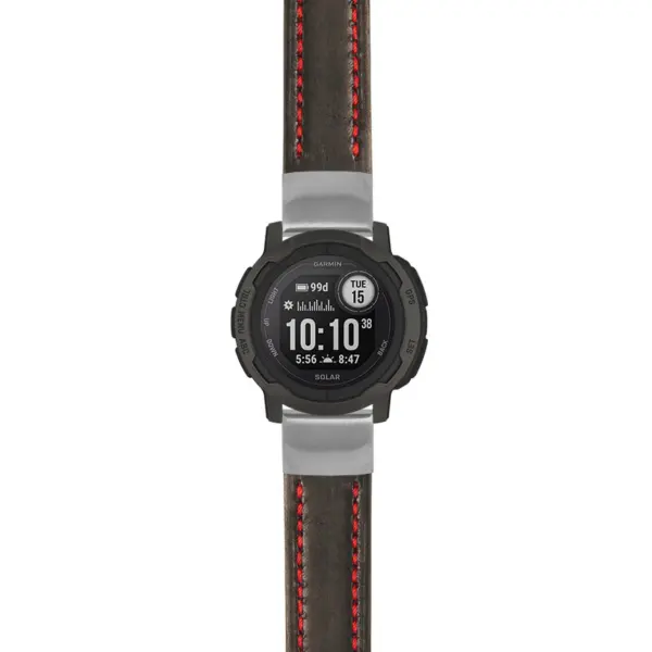 g.i2.st23 Main Black & Red StrapsCo Heavy Duty Mens Leather Watch Band Strap 20mm