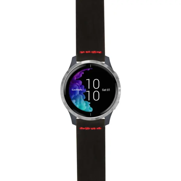 g.venu.st29 Main Black & Red StrapsCo Heavy Duty Suede Watch Strap 20mm