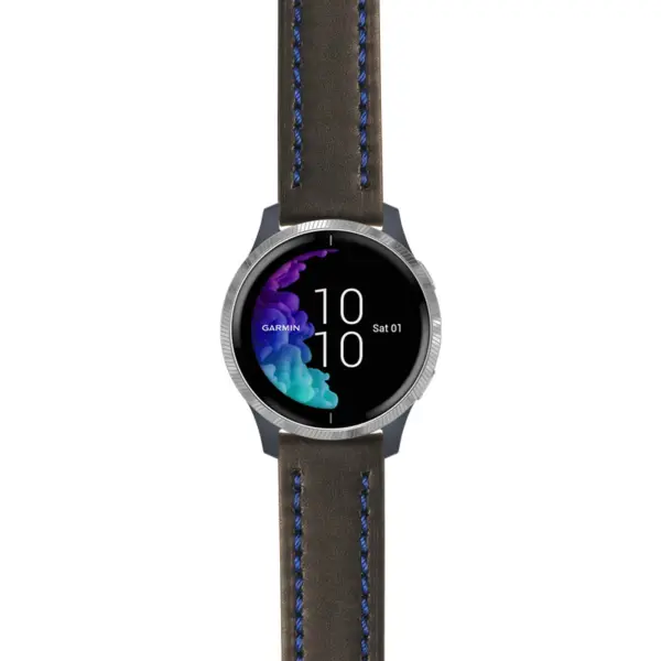 g.venu.st23 Main Black & Blue StrapsCo Heavy Duty Mens Leather Watch Band Strap 20mm