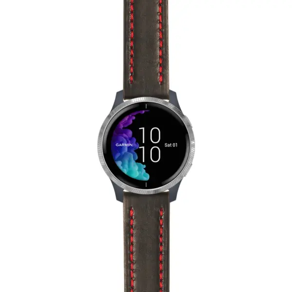 g.venu.st23 Main Black & Red StrapsCo Heavy Duty Mens Leather Watch Band Strap 20mm