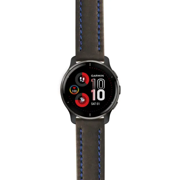 g.v2p.st23 Main Black & Blue StrapsCo Heavy Duty Mens Leather Watch Band Strap 20mm