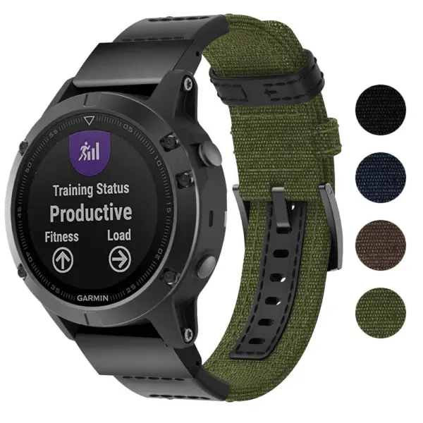 G.ny2.11 Gallery Green StrapsCo QuickFit 22 Canvas Watch Band Strap For Garmin Fenix 5