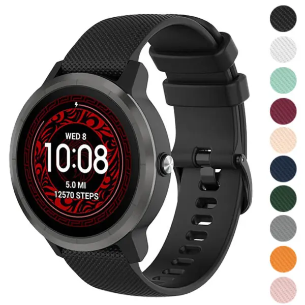 G.r68 Gallery (Black) StrapsCo Rubber Strap For Garmin Forerunner 245 645 Vivoactive 3 Vivomove