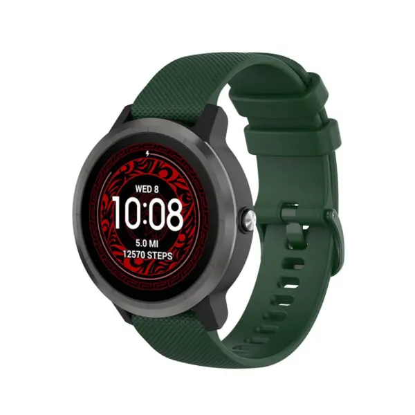G.r68.11 Main Army Green StrapsCo Rubber Strap For Garmin Forerunner 245 645 Vivoactive 3 Vivomove