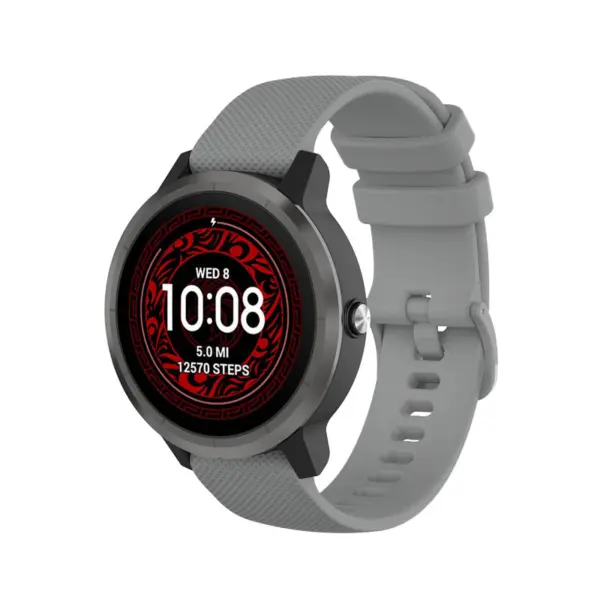 G.r68.7 Main Grey StrapsCo Rubber Strap For Garmin Forerunner 245 645 Vivoactive 3 Vivomove Vivomove 3