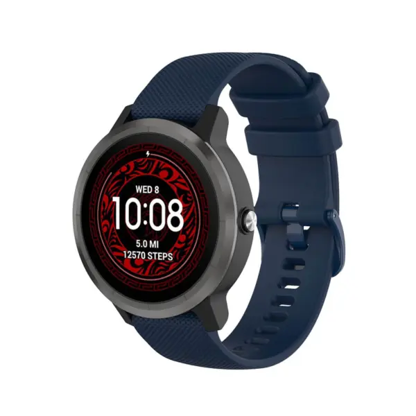 G.r68.5 Main Navy Blue StrapsCo Rubber Strap For Garmin Forerunner 245 645 Vivoactive 3 Vivomove Vivomov