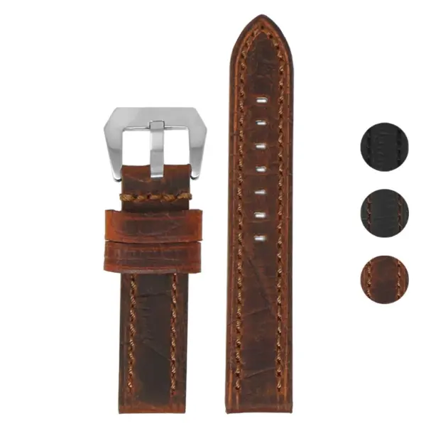 Heavy Duty Vintage Crocodile Leather Strap #1