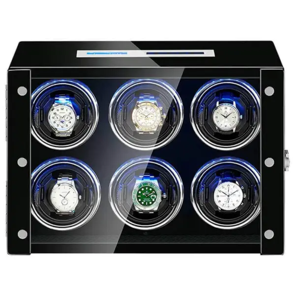 Piano Black Touch Screen LED Watch Winder for 6 Watches #1