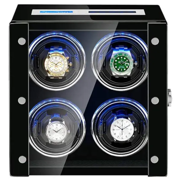 Piano Black Touch Screen LED Watch Winder for 4 Watches #1