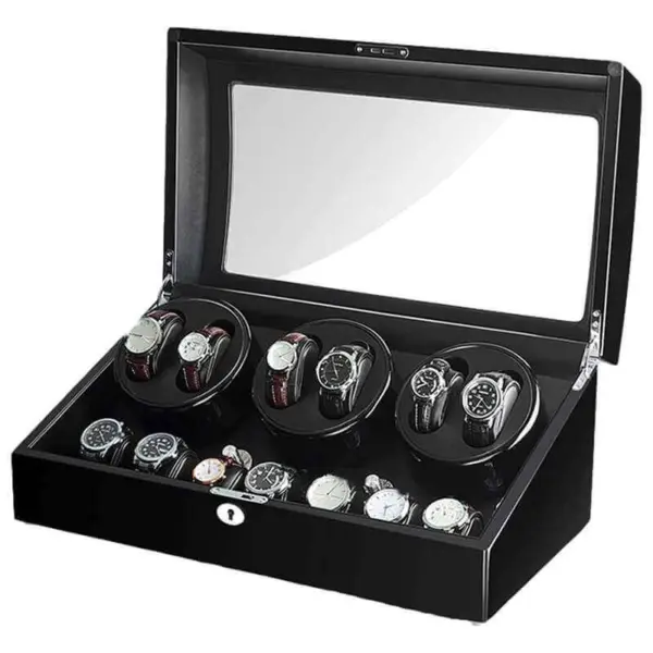 Piano Black Watch Winder with Storage for 6 Watches #1